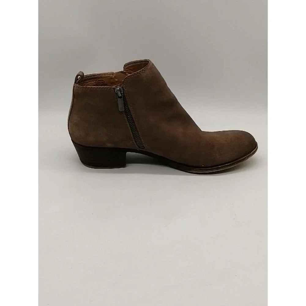 Lucky Brand Boots Womens Basel Brown 10 Ankle Bootie Shoes Suede Side Zip